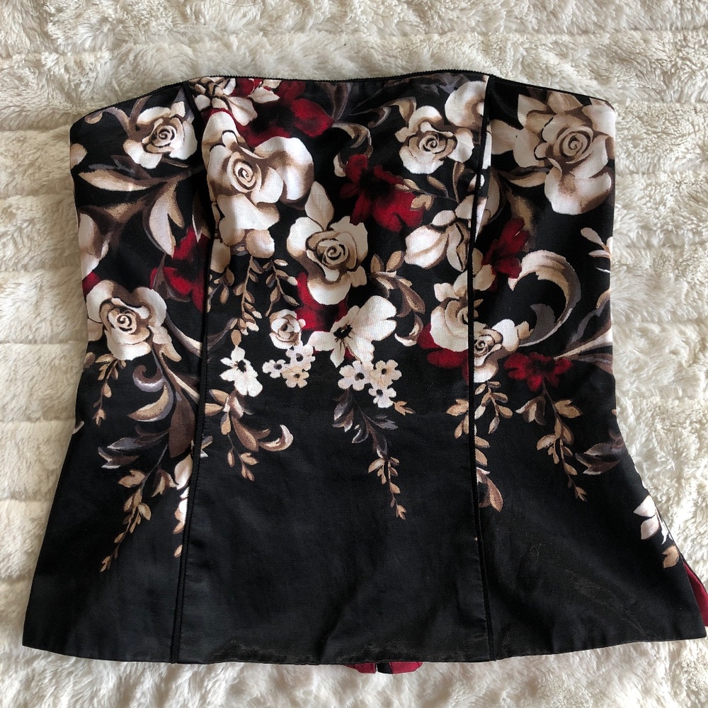 Strapless Rose print Bustier, size 00